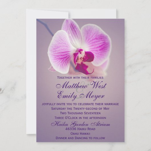 Faire-part de mariage rayonnant pourpre d'orchidée (Devant)