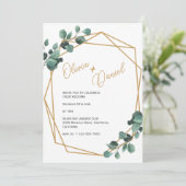 Faire-part de mariage Rectangle Or et Verdure (Debout devant)