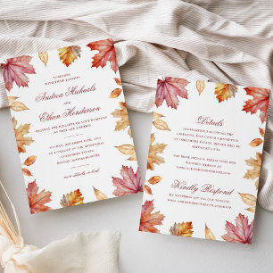 Faire-part de mariage recto-verso Feuilles d'autom