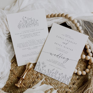 Faire-part de mariage recto verso Fleur sauvage Ca