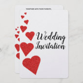 Faire-part de mariage Red Parties scintillant Hear (Devant / Derrière)