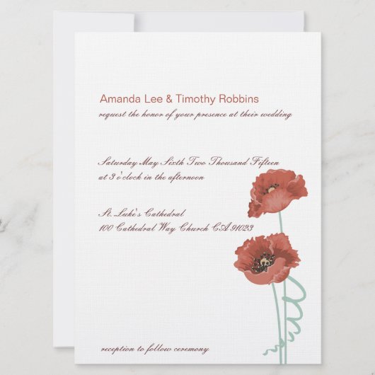 Faire-part de mariage Red Peonies (Devant)