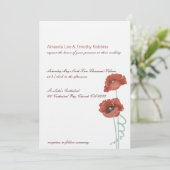 Faire-part de mariage Red Peonies (Debout devant)