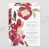 Faire-part de mariage Red Peonies (Devant / Derrière)