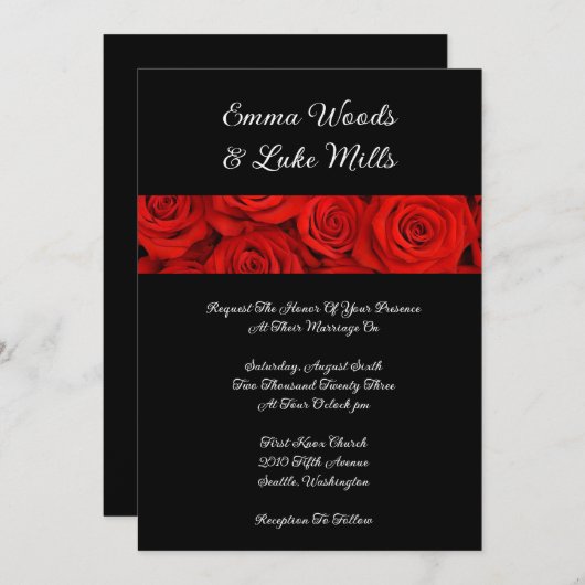 Faire-part de mariage Red Roses (Devant / Derrière)