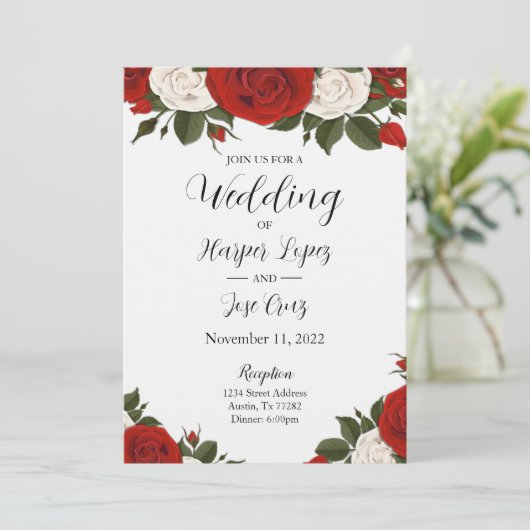 Faire-part de mariage Red Roses (Debout devant)