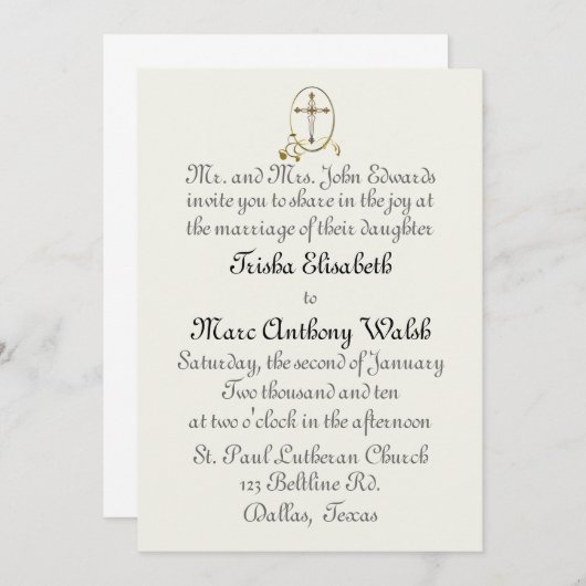 Faire-part de mariage religieuse (Devant / Derrière)