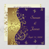 Faire-part de mariage--Remous foncés de pourpre et (Devant / Derrière)