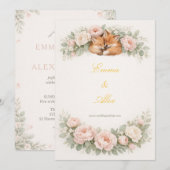 Faire-part de mariage Renard Capricieux et floral  (Devant / Derrière)