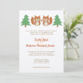 Faire-part de mariage Renard rustique et Pin (Debout devant)
