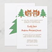 Faire-part de mariage Renard rustique et Pin (Devant / Derrière)