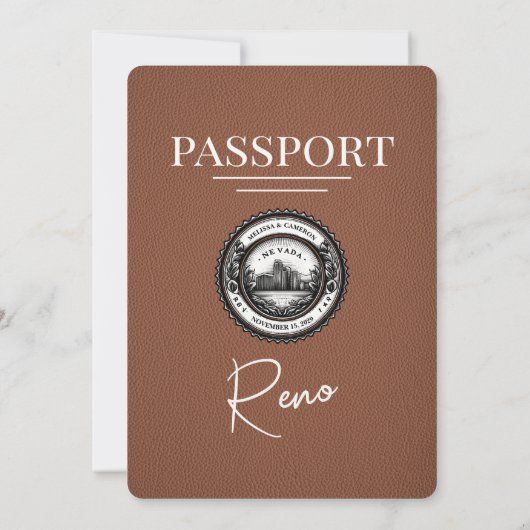Faire-part de mariage Reno Passport Brown (Dos)