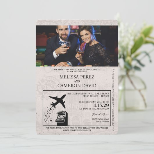 Faire-part de mariage Reno Passport turquoise (Debout devant)