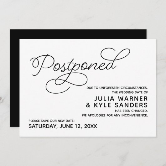 Faire-part de mariage reporté (Devant / Derrière)