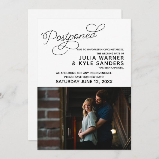Faire-part de mariage reporté (Devant / Derrière)
