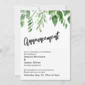 Faire-part de mariage reporté à l'aquarelle avec v (Devant)