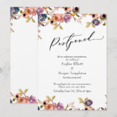 Faire-part de mariage reporté à motif floral éléga (Devant / Derrière)