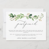 Faire-part de mariage reporté avec branche d'eucal (Devant)