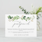 Faire-part de mariage reporté avec branche d'eucal (Debout devant)