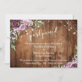 Faire-part de Mariage Reporté Bois Lumières Fleurs (Devant)