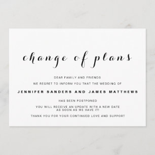 Faire-part de mariage reporté "Changement de plans