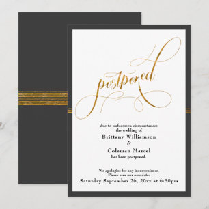Faire-part de mariage reporté élégant gris et rayu