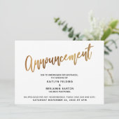 Faire-part de Mariage Reporté en Typographie Dorée (Debout devant)