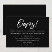 Faire-part de mariage reporté en typographie moder (Devant / Derrière)