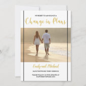 Faire-part de mariage reporté noir et or photo (Devant)