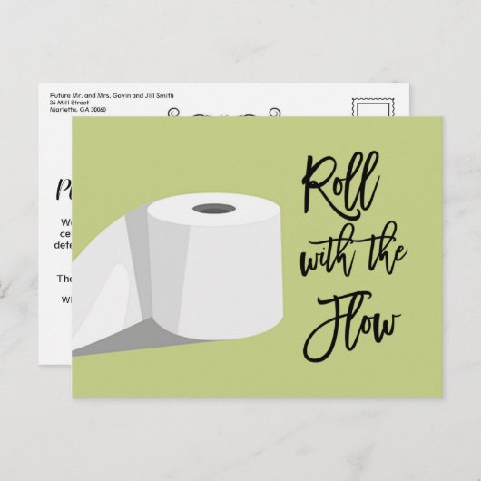 Faire-Part de Mariage Reporté Papier Toilette Humo (Devant / Derrière)