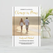 Faire-part de mariage reporté photo noir et or (Debout devant)