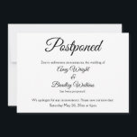 Faire-part de mariage reporté simple et élégant<br><div class="desc">Voici une carte élégante et simple pour informer vos invités s'il est devenu nécessaire de modifier la date de votre mariage. Utilisez les champs du modèle pour ajouter vos informations personnelles et rendre ce design unique et moderne vôtre. Le fond blanc peut être changé en n'importe quelle couleur de votre...</div>