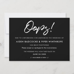 Faire-part de mariage reporté typographie moderne