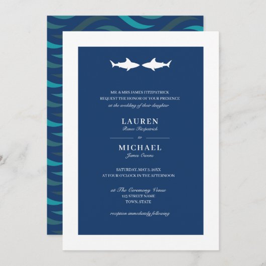 Faire-part de mariage requin (Devant / Derrière)