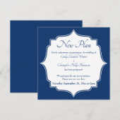 Faire-part de mariage retardé à nouvelle date Navy (Devant / Derrière)