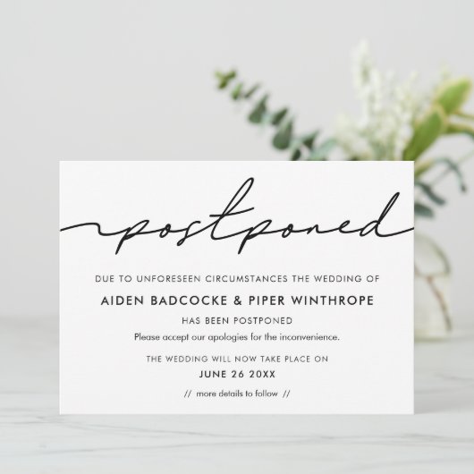 Faire-part de mariage retardé écrit à la main mode (Debout devant)