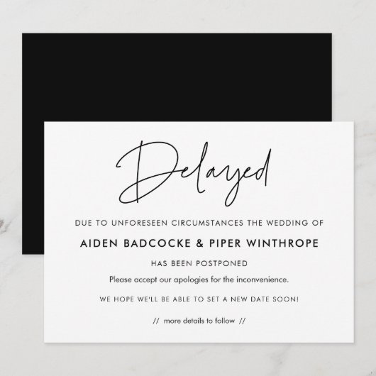 Faire-part de mariage retardé moderne (Devant / Derrière)