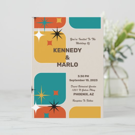 Faire-part de mariage rétro (Debout devant)