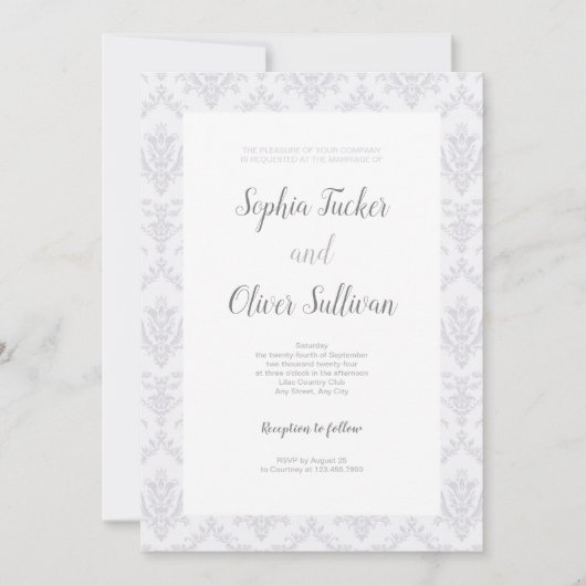 Faire-part de mariage rétro argent et blanc (Devant)