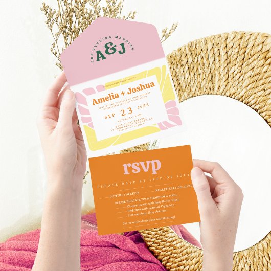 Faire-part de mariage rétro brillante et audacieus