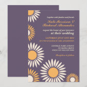 Faire-part de mariage rétro classique violet avec  (Devant / Derrière)