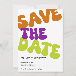 Faire-part de mariage Rétro Coloré pour annoncer l