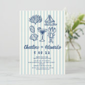 Faire-part de mariage rétro de la côte manuscrite (Debout devant)