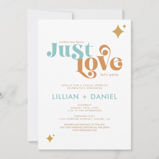 Faire-part de mariage rétro décontracté Just Love (Devant)