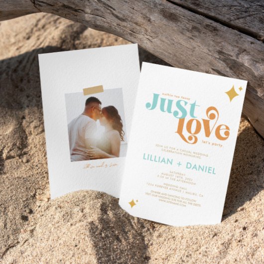 Faire-part de mariage rétro décontracté Just Love