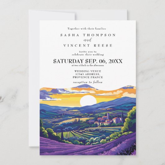 Faire-part de mariage rétro en Provence France (Devant)