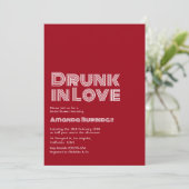 Faire-Part de Mariage Rétro Ivre d'Amour Rouge Vin (Debout devant)