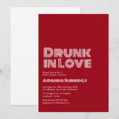 Faire-Part de Mariage Rétro Ivre d'Amour Rouge Vin (Devant / Derrière)