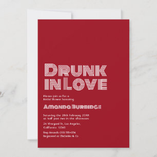 Faire-Part de Mariage Rétro Ivre d'Amour Rouge Vin