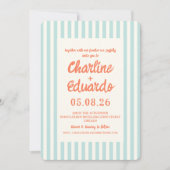 Faire-part de mariage rétro Pastel rayé (Devant)